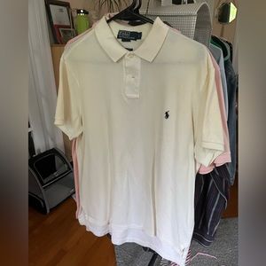 white shirt sleeve polo by ralph lauren